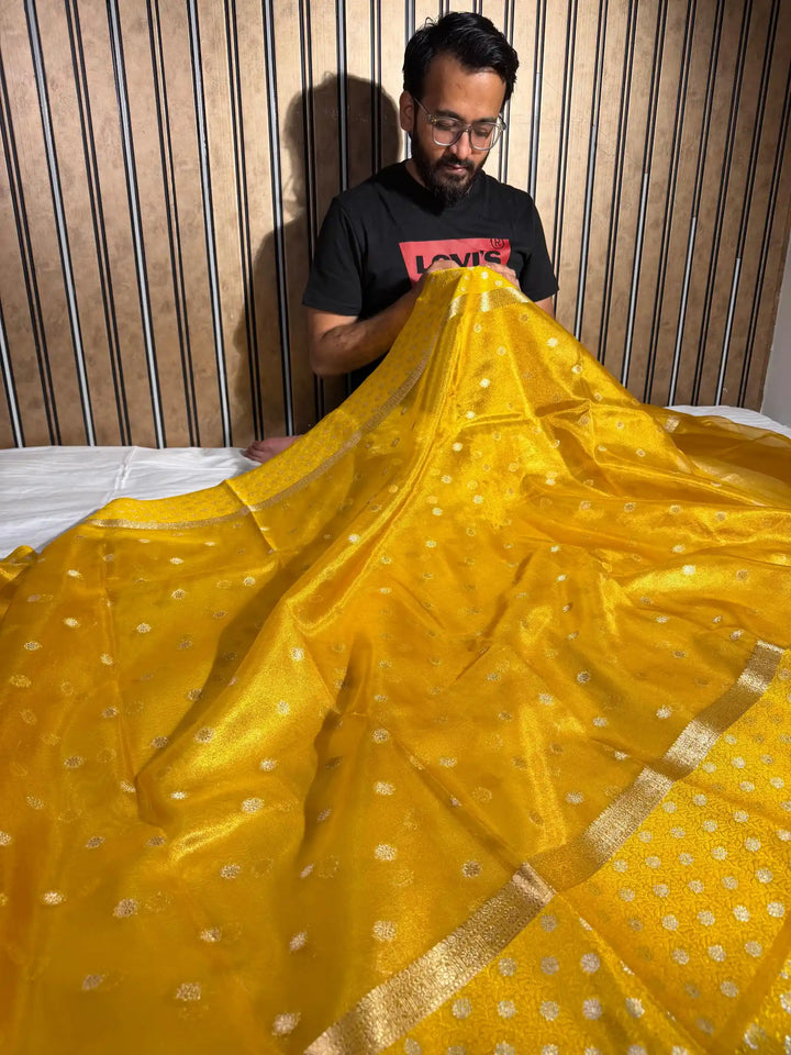 Yellow Tissue Silk Heritage Weave Banarasi Saree