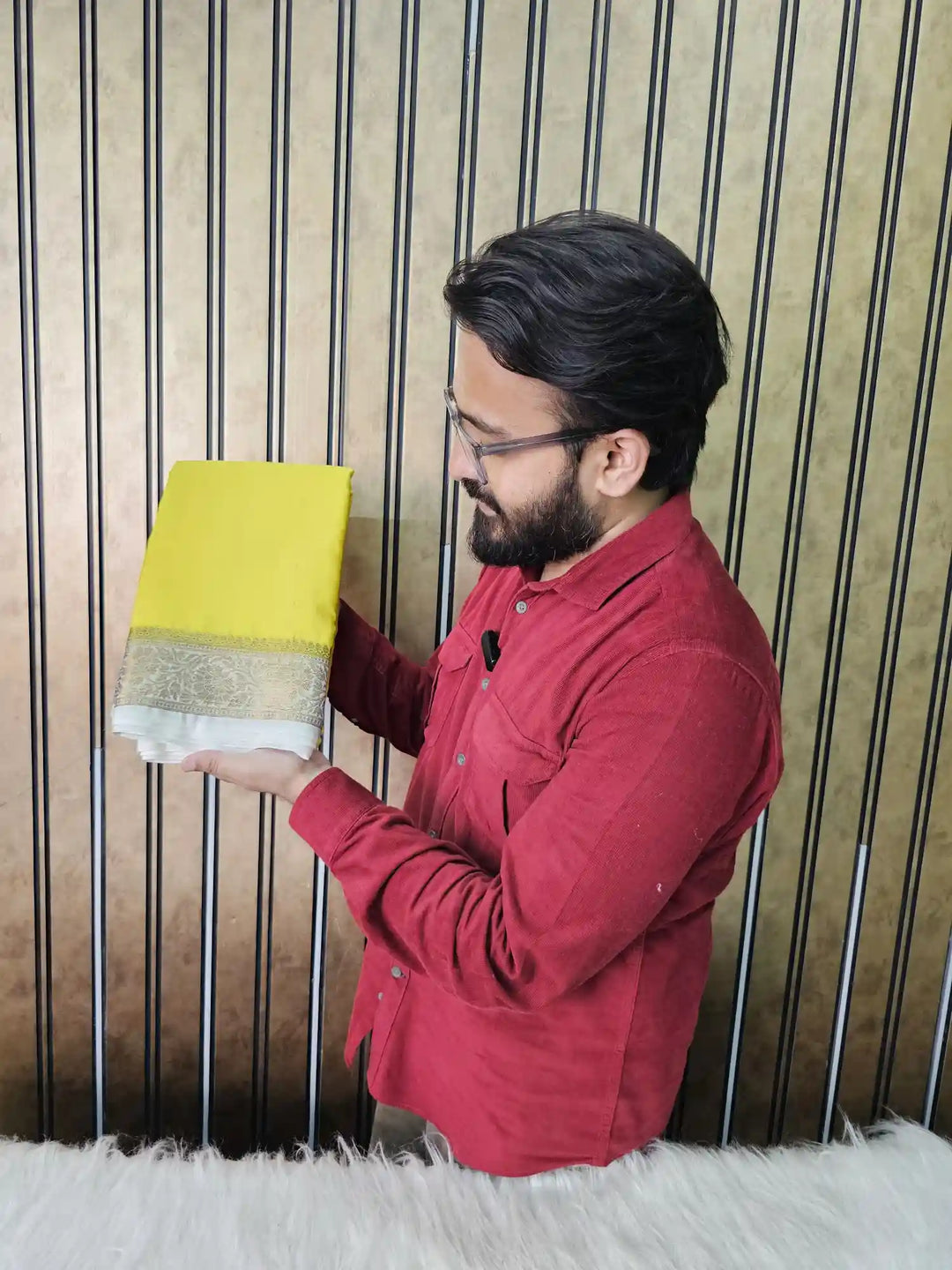 Yellow Heavy Mysore Crape Silk Saree with Brocade Blouse