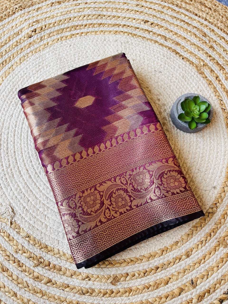 Abstract Purple Colour Look Soft Silk Saree