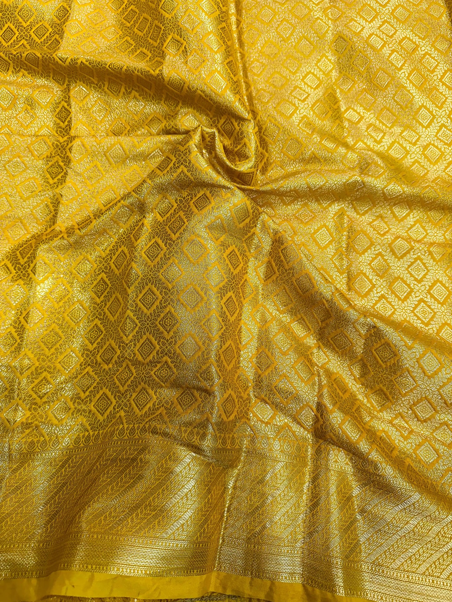 Bright Yellow Crepe Georgette Exclusive Banarasi Saree