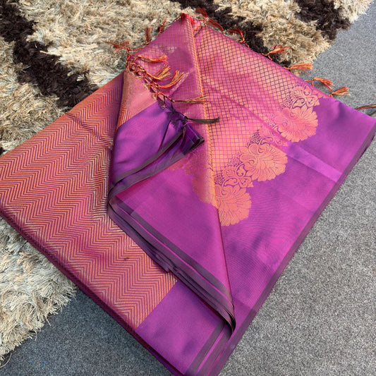 Soft Silk Copper Zari Woven Banarasi Saree