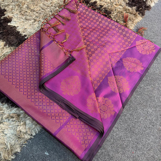 Soft Silk Copper Zari Woven Banarasi Saree