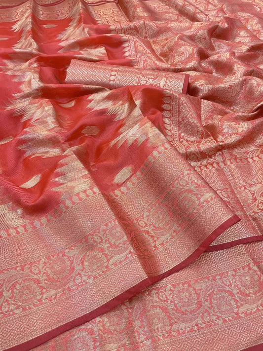 Abstract Baby Pink Colour Look Soft Silk Saree