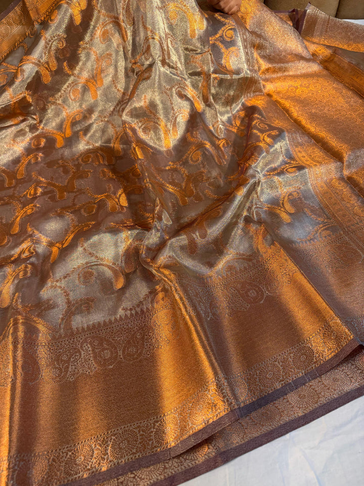 Copper Tissue Silk Saree