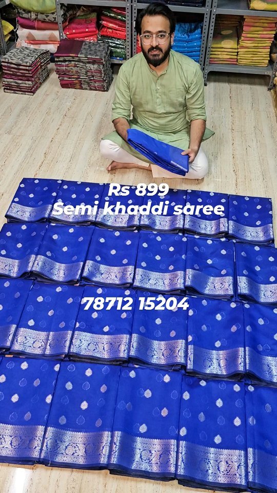 Royal Blue Soft khaddi silk saree