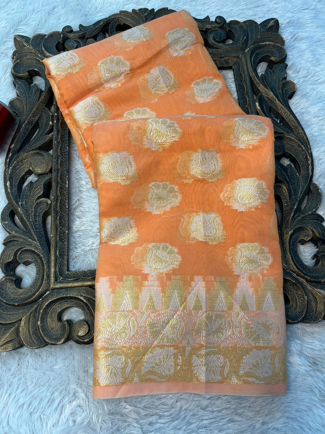 Soft Cotton Silk Rtique Zari Banarasi Saree