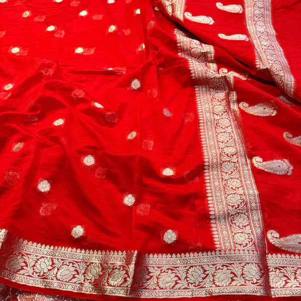 Pretty Red Shade Khaddi Georgette Saree