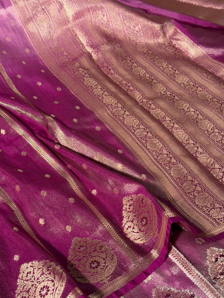 Ombré pink soft breathable tissue Banarasi saree