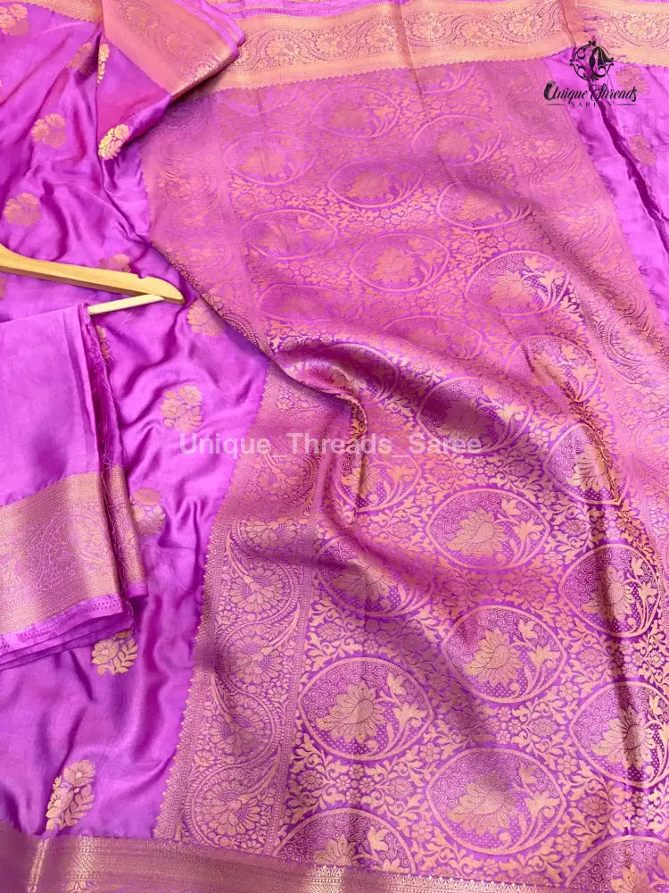 Light Purple Mashru Katan Zari Buta Banarasi Saree