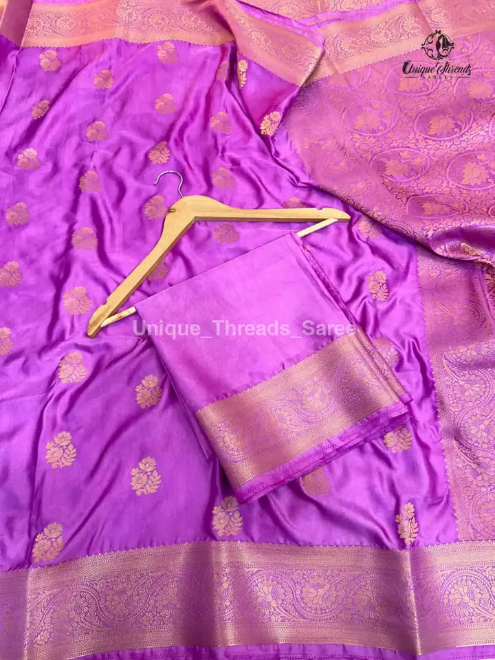 Light Purple Mashru Katan Zari Buta Banarasi Saree