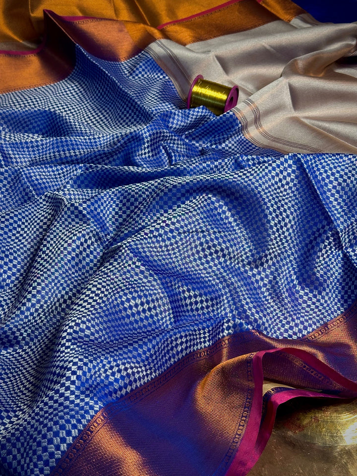 Light Blue Brocade Soft Cotton Saree