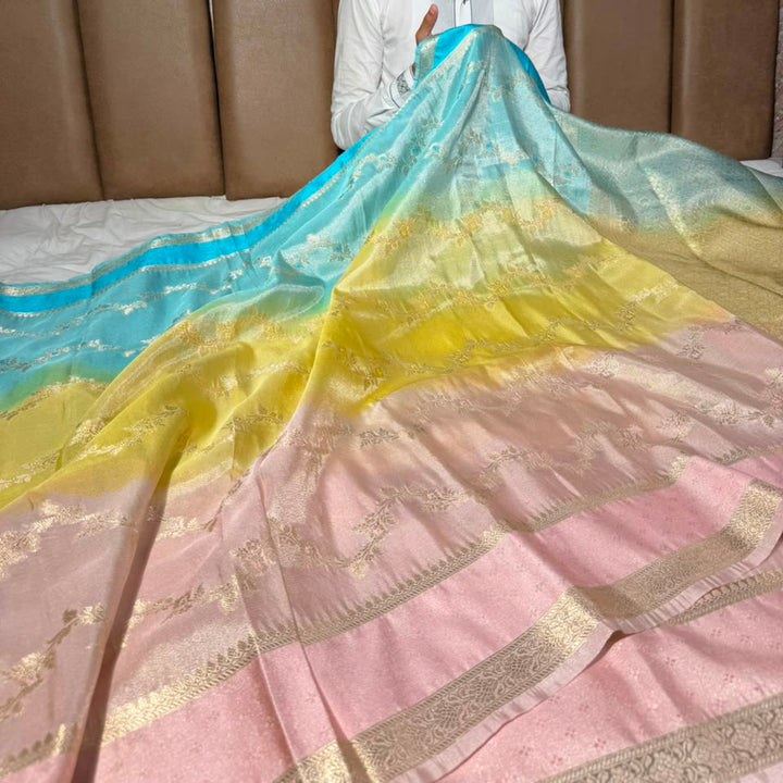 Pastel Ombré Extremely Soft Tissue Banarasi Saree