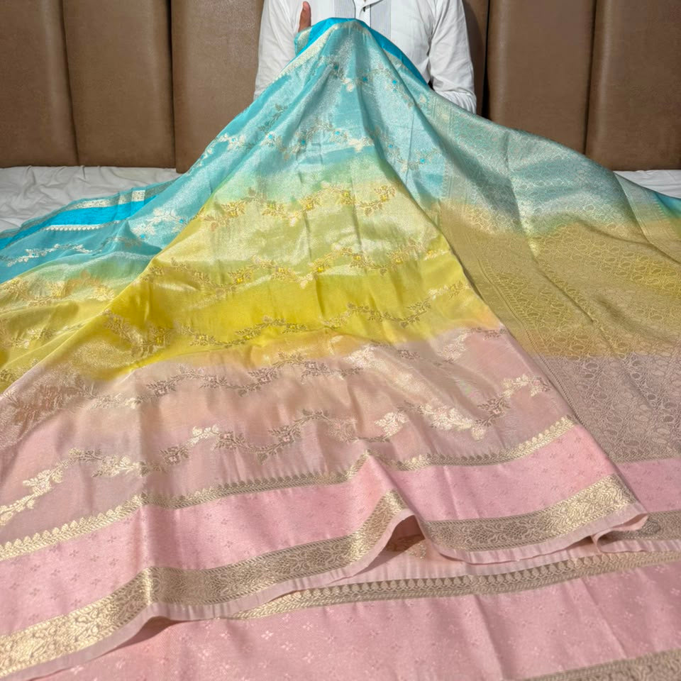 Pastel Ombré Extremely Soft Tissue Banarasi Saree