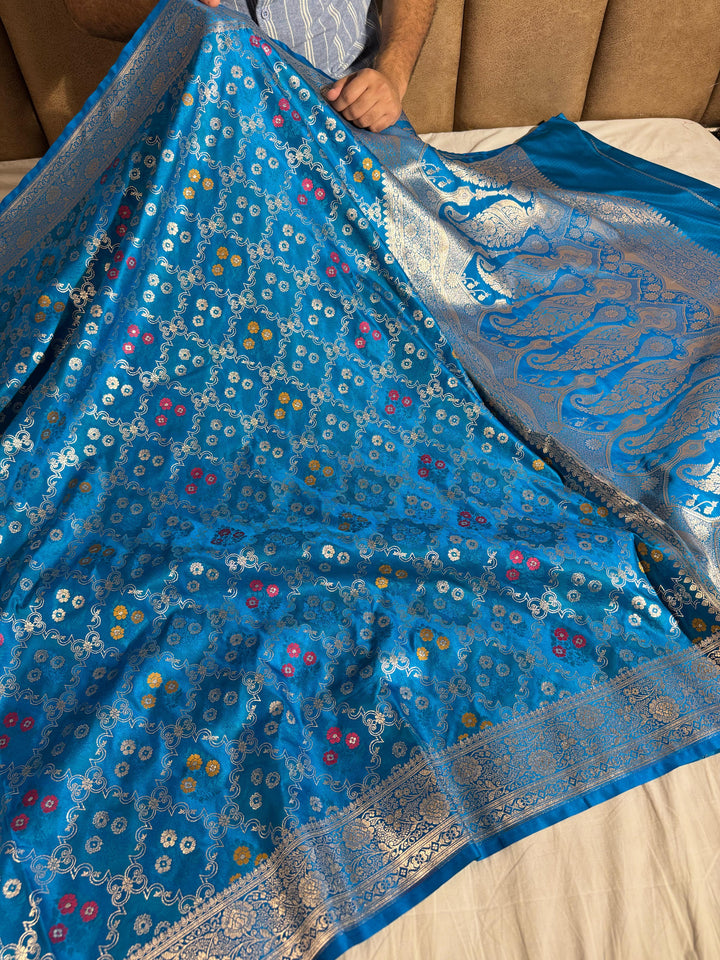 Rare Blue Shade Mashru Katan Silk Saree