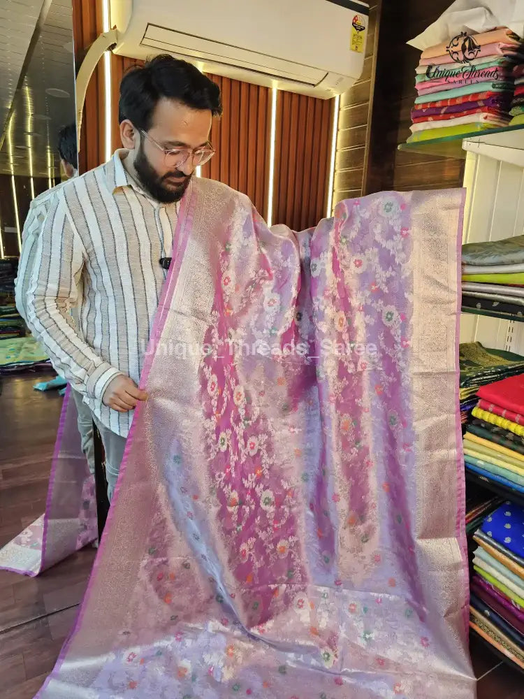 Metalic Pink Celebrity Inspired Tissue Silk Banarasi Saree