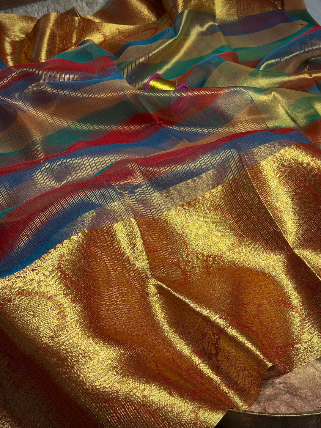 Multicoloured Kota Tissue Checks Weave Saree