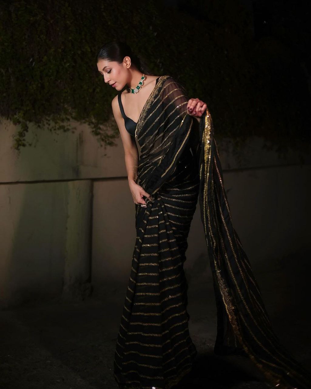 black saree for farewell