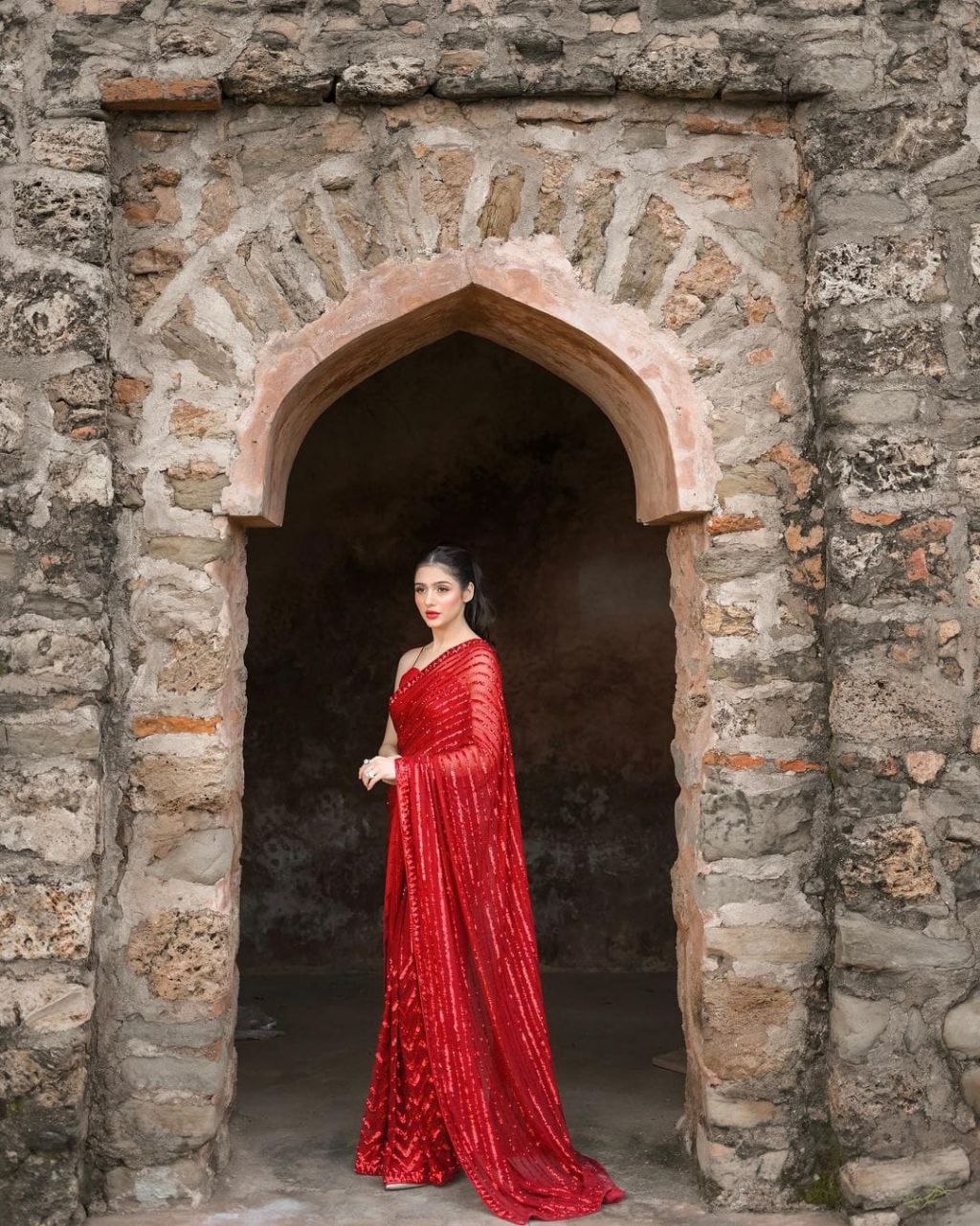 Beautiful Red Colour Designer Saree