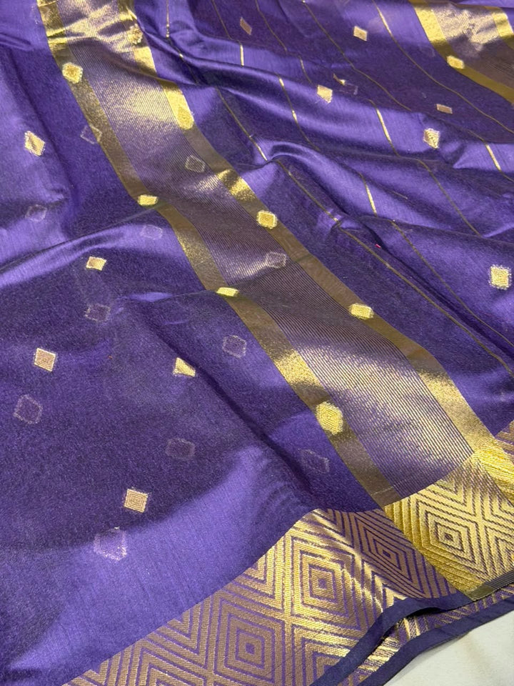 dark Purple Buti Weave Softsilk Banarasi Saree