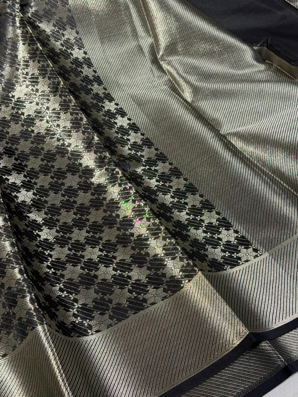 Jet Black Brocade Softsilk Banarasi Saree