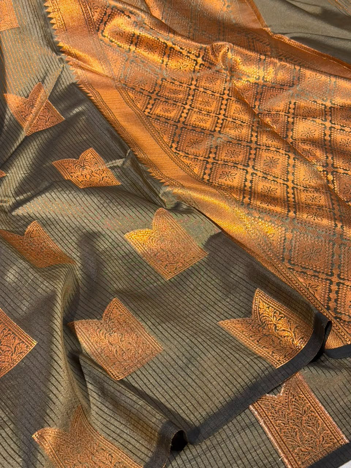 Light Beige Heritage Softsilk Banarasi Saree