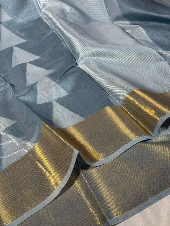 Gray Temple Design Soft Cotton Saree