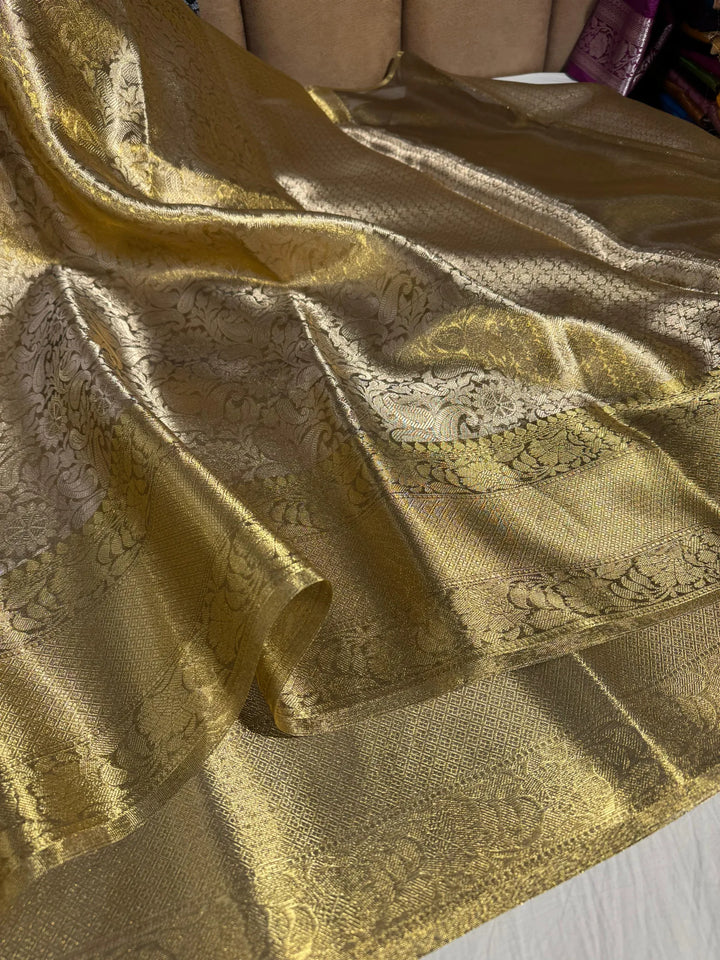 Premium kanjivaram tissue silk saree with rich pallu and blouse
