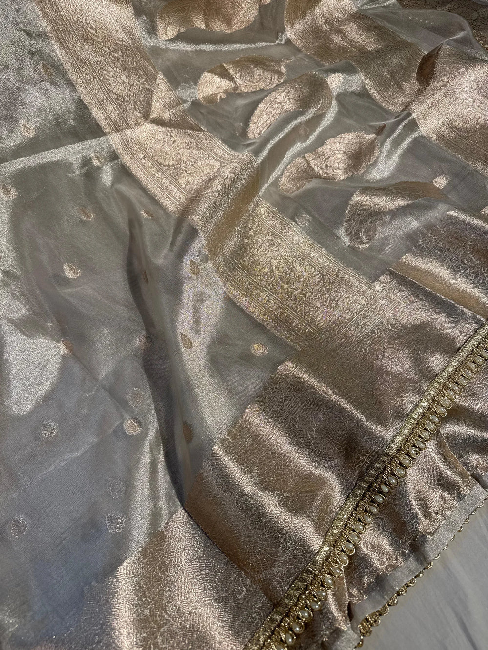 premium water zari tissue silk saree with luxurious lace work