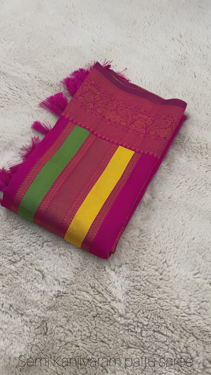 Rani Colour Soft Kanjivaram Silk Saree