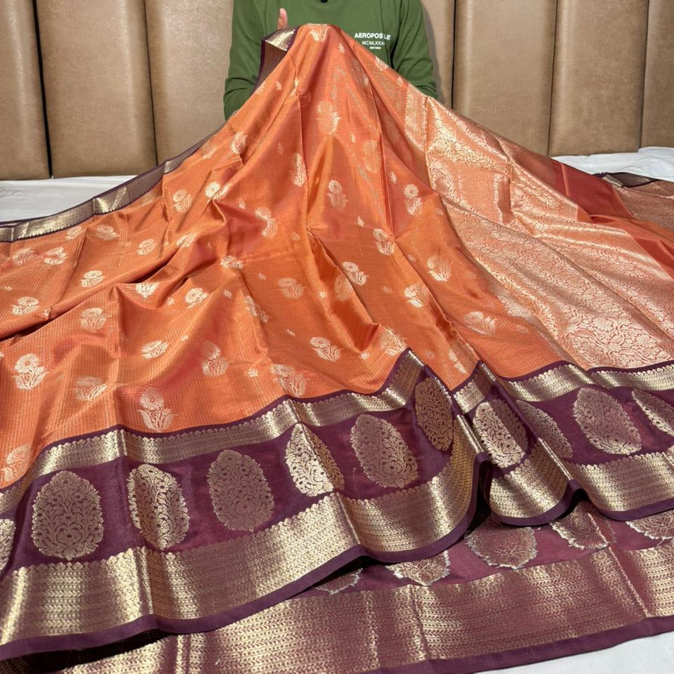 Rusted Shade Intricate Weave Banarasi Silk Saree