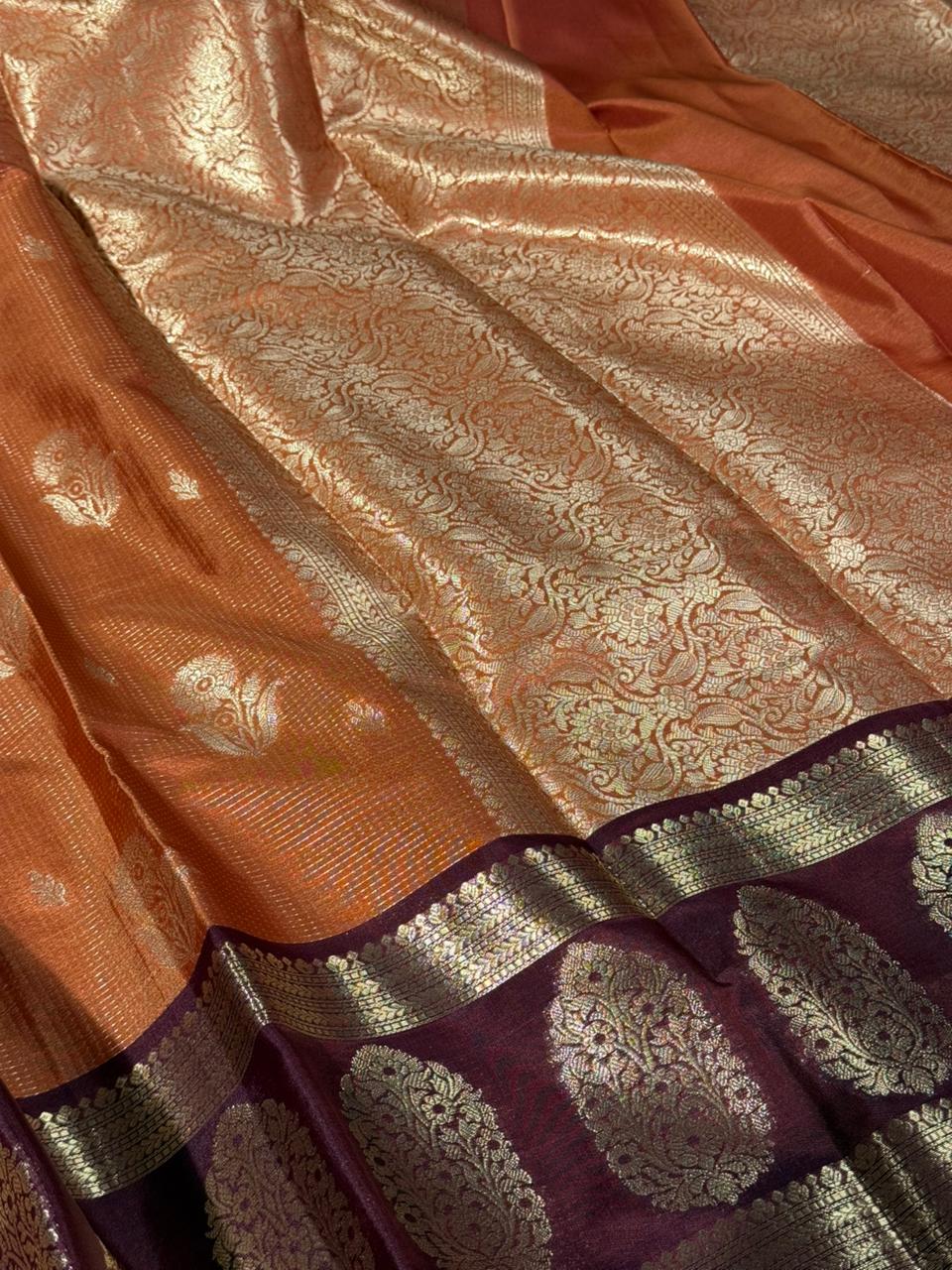 Rusted Shade Intricate Weave Banarasi Silk Saree