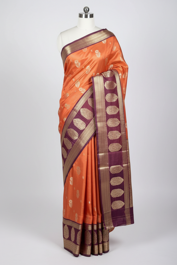 Rusted Shade Intricate Weave Banarasi Silk Saree