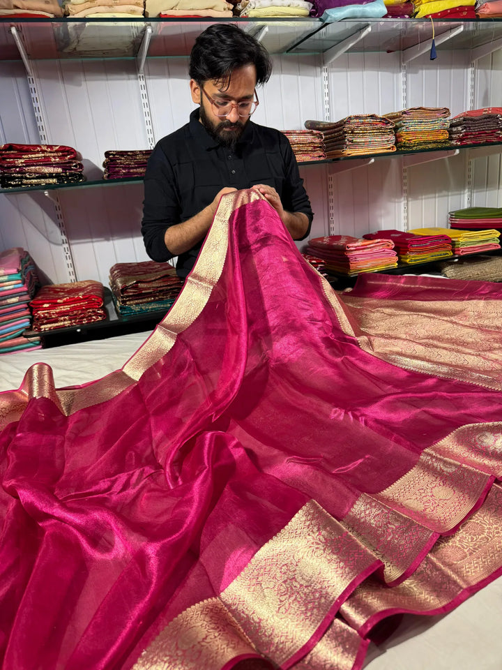 pure tissue silk saree with rich pallu and blouse