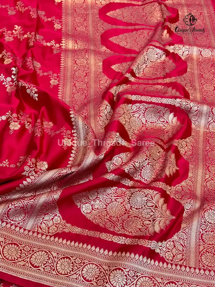 Rani Pink Mashru Katan Silk Leheriya Weave Banarasi Saree