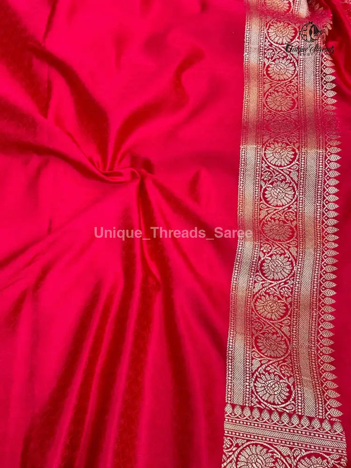 Rani Pink Mashru Katan Silk Leheriya Weave Banarasi Saree