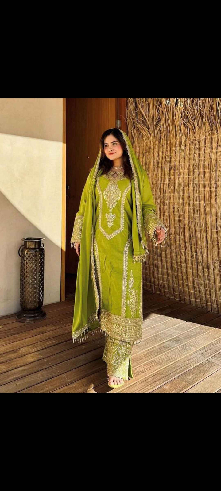Đěsigner Party Wear Look Chinon Silk Top Plazzo & Dupatta