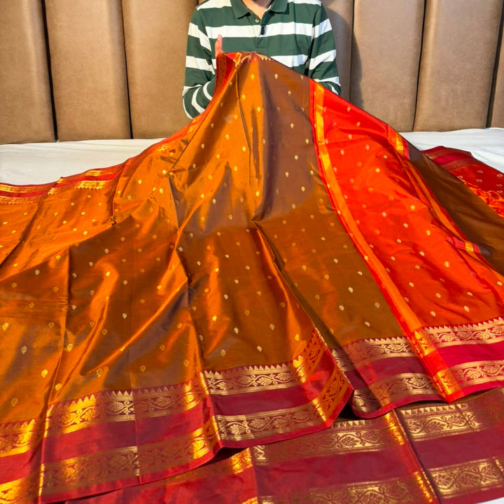 Rusted Coffee Traditional Banarasi Silk Saree