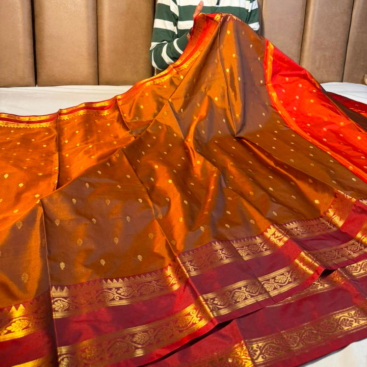 Rusted Coffee Traditional Banarasi Silk Saree