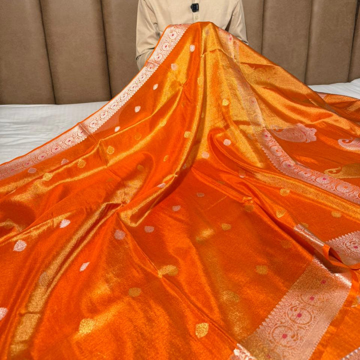 Khaddi Buti Weave Breathable Soft Tissue Saree