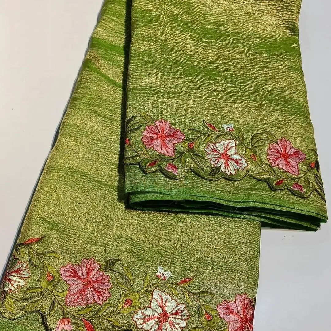 Manish Malhotra Inspired Green Premium tissue Silk