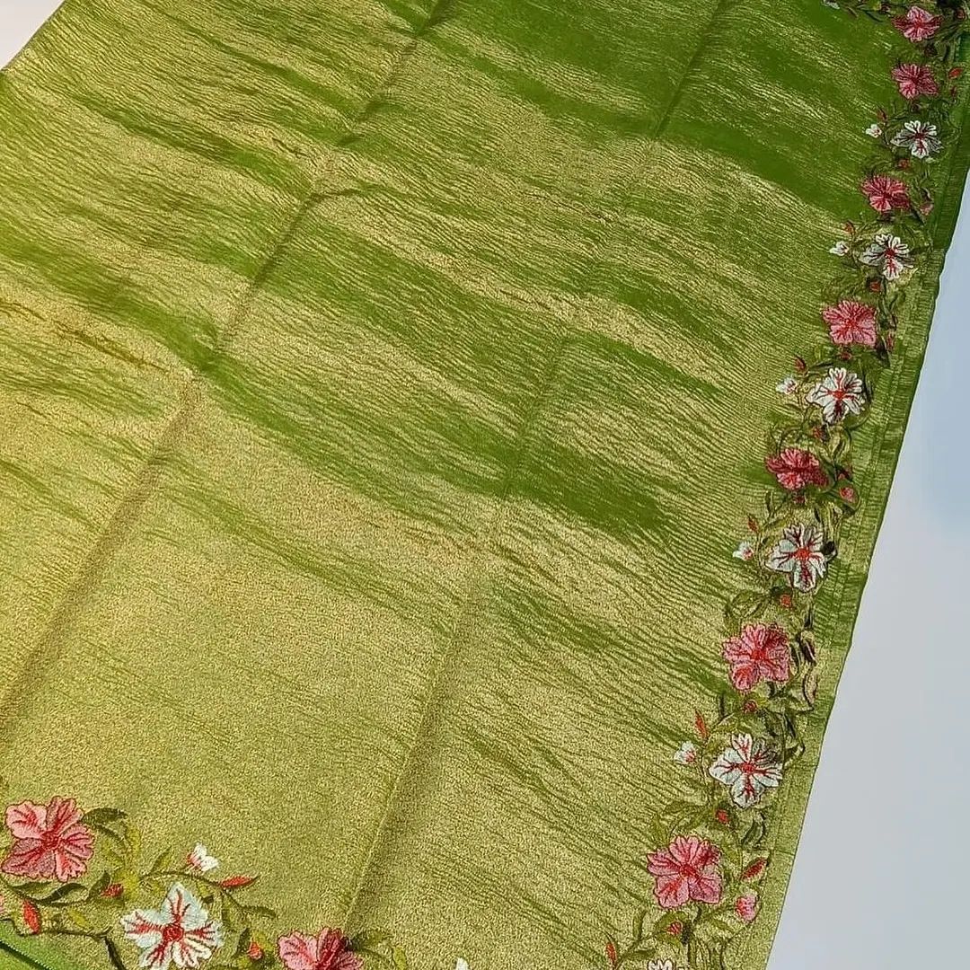 Manish Malhotra Inspired Green Premium tissue Silk