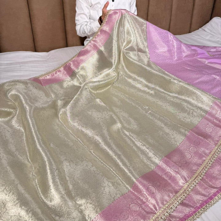 Water Zari Embossed Kanjivaram Tissue Designer Saree
