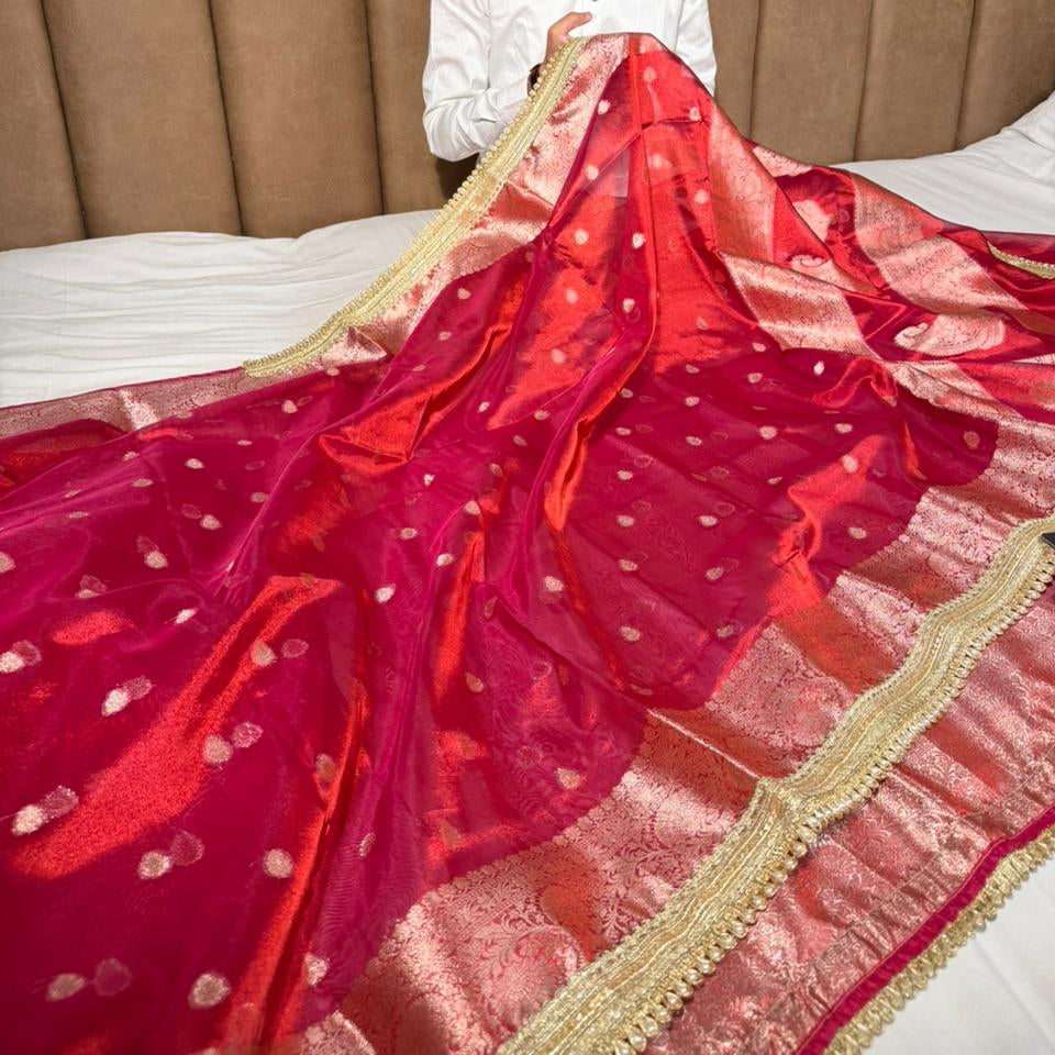 Eccentric Shade Kora Tissue Silk Designer Banarasi Saree